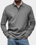 polo homme manches longues coupe classique en gris