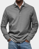 polo homme manches longues coupe classique en gris