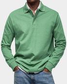 polo homme manches longues coupe classique en vert