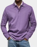 polo homme manches longues coupe classique en violet