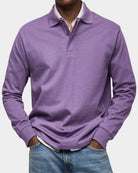 polo homme manches longues coupe classique en violet
