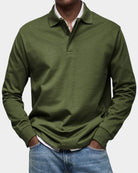 polo homme manches longues coupe classique en vert militaire
