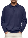 polo homme manches longues coupe droite en bleu marine