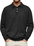 polo homme manches longues coupe droite en noir