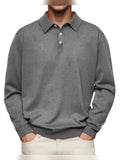 polo homme manches longues coupe droite en gris