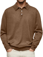 polo homme manches longues coupe droite en marron