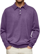 polo homme manches longues coupe droite en violet