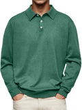 polo homme manches longues coupe droite en vert foncé