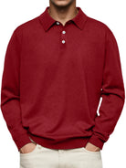 polo homme manches longues coupe droite en rouge