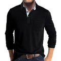 polo homme manches longues coupe régulière en noir
