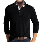 polo homme manches longues coupe régulière en noir