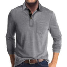 polo homme manches longues coupe régulière en gris clair