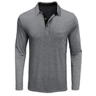 polo homme manches longues coupe régulière en gris clair