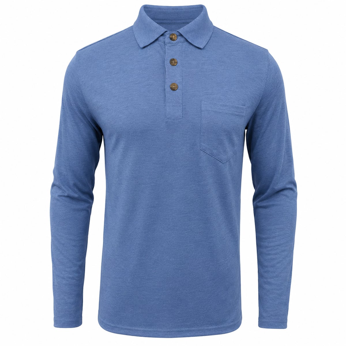 polo homme manches longues coupe régulière en bleu
