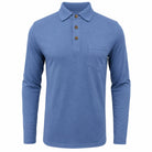 polo homme manches longues coupe régulière en bleu