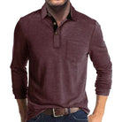 polo homme manches longues coupe régulière en rouge foncé