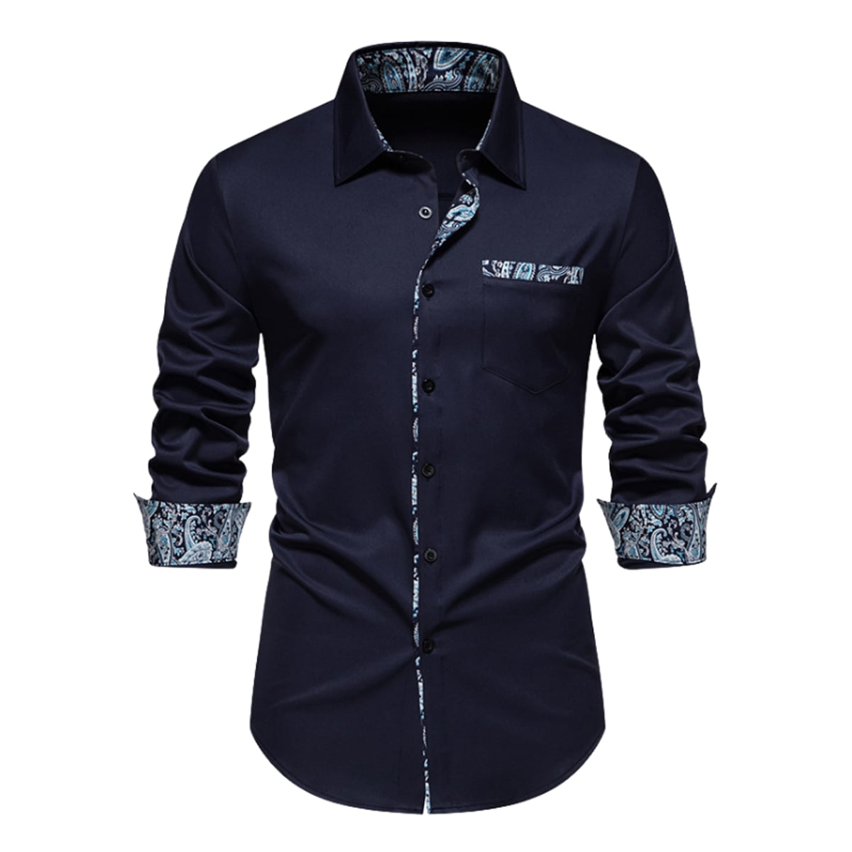 polo homme manches longues coupe slim en bleu marine