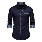 polo homme manches longues coupe slim en bleu marine