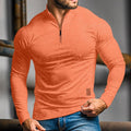 polo homme manches longues quart de zip en orange