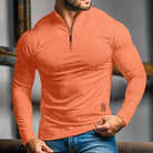 polo homme manches longues quart de zip en orange