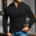 polo homme manches longues quart de zip en noir