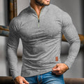 polo homme manches longues quart de zip en gris clair