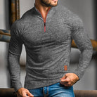 polo homme manches longues quart de zip en gris foncé