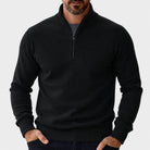 pull camionneur homme col zippé en noir