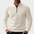 pull camionneur homme col zippé en beige