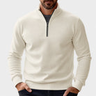 pull camionneur homme col zippé en beige