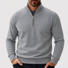 pull camionneur homme col zippé en gris foncé
