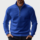 pull camionneur homme col zippé en bleu