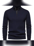 pull camionneur homme col zippé côtelé en marine