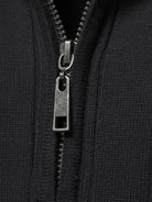pull camionneur homme col zippé côtelé en noir