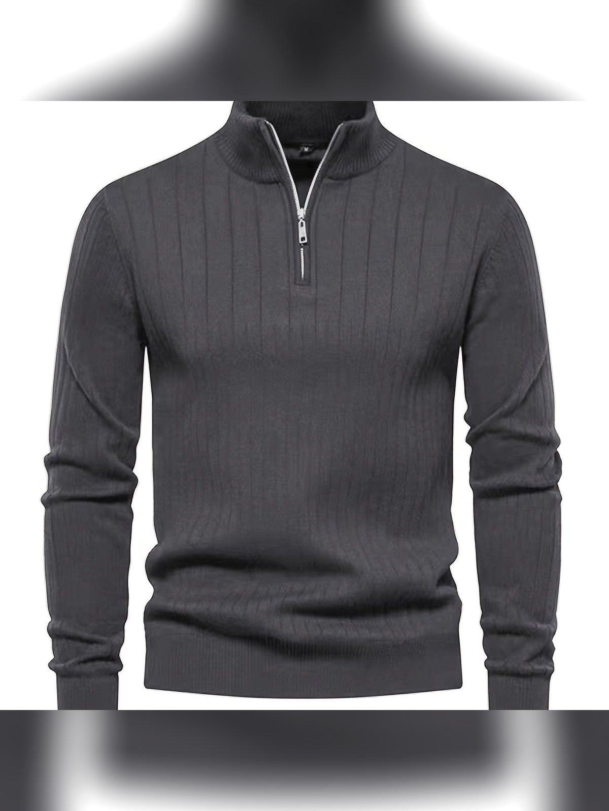 pull camionneur homme col zippé côtelé en gris