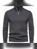 pull camionneur homme col zippé côtelé en gris