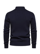 pull camionneur homme col zippé côtelé en marine