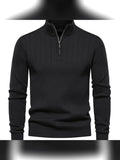 pull camionneur homme col zippé côtelé en noir