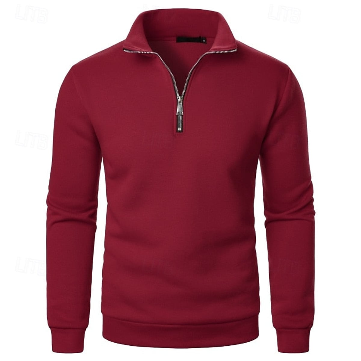 pull camionneur homme col zippé coupe ajustée en bordeaux