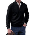 pull camionneur homme col zippé manches longues en noir