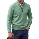 pull camionneur homme col zippé manches longues en vert