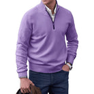 pull camionneur homme col zippé manches longues en mauve