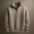 pull camionneur homme col zippé torsades en gris