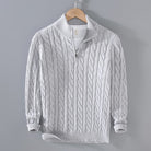 pull camionneur homme torsadé demi-zip en gris