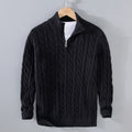 pull camionneur homme torsadé demi-zip en noir