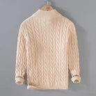 pull camionneur homme torsadé demi-zip en beige