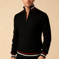 pull camionneur homme torsades col zippé en noir