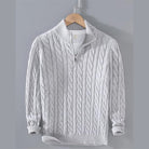 pull camionneur homme torsades demi-zip en gris