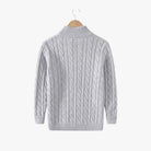 pull camionneur homme torsades demi-zip en gris