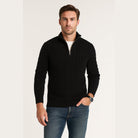 pull camionneur homme torsades demi-zip en noir